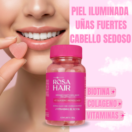 ROSA HAIR - PIEL, CABELLO Y UÑAS MEJOR QUE NUNCA - GOMITAS MASTICABLES.
